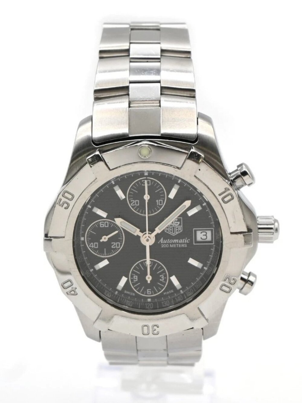 TAG HEUER Exclusive Chronograph Date Watch 41mm CN2111 AT Black Dial SS 58LC594